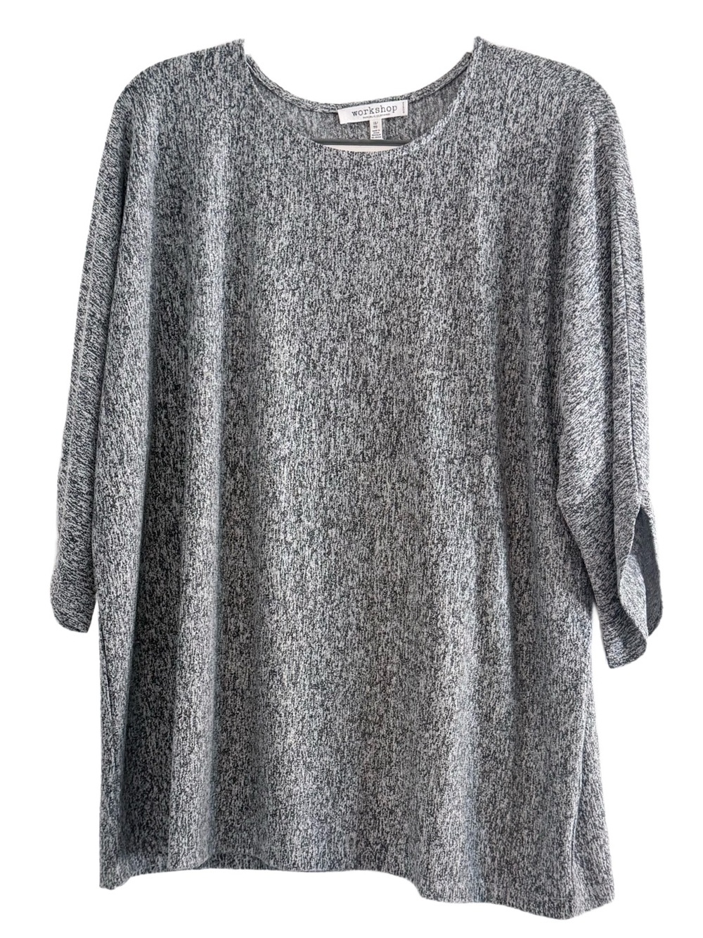 Workshop Republic Clothing Gray Marled Relaxed Crewneck Knit Top 1X